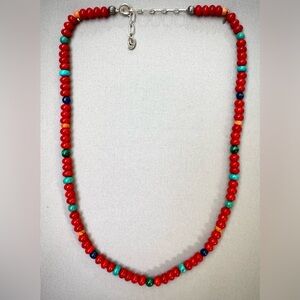 Relios Carolyn Pollack Red Coral & Turquoise Sterling Silver Necklace